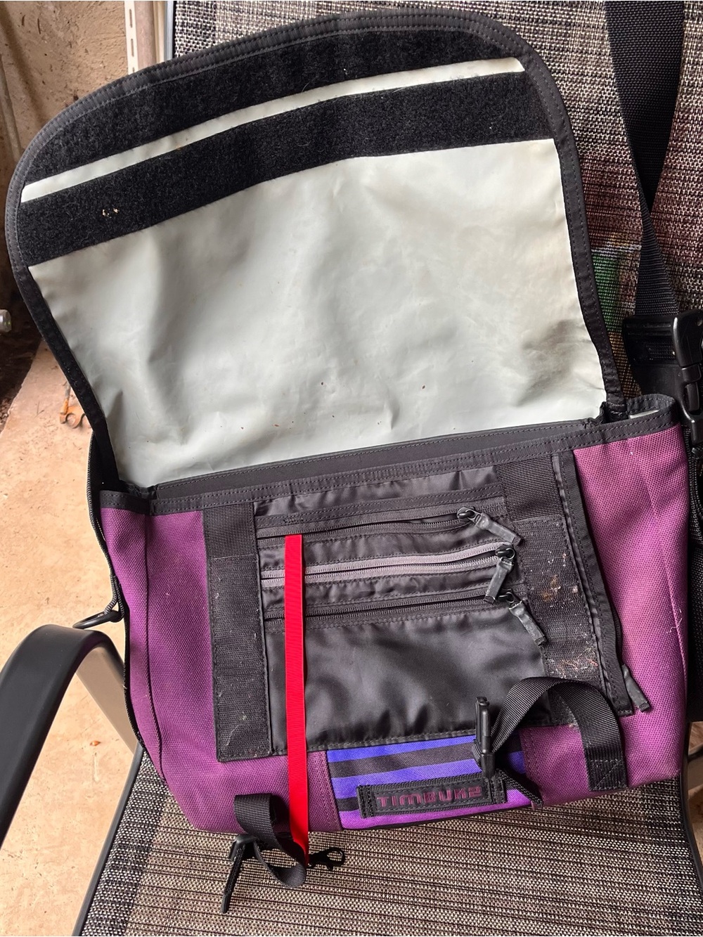 Timbuk2 Purple Messenger Bag with Pink and Blue Stripe Accent - Picture 2 of 2